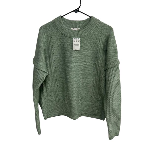 Quiet Luxury Alpaca Wool Blend Sweater Madewell Green XS NWT - Picture 1 of 8